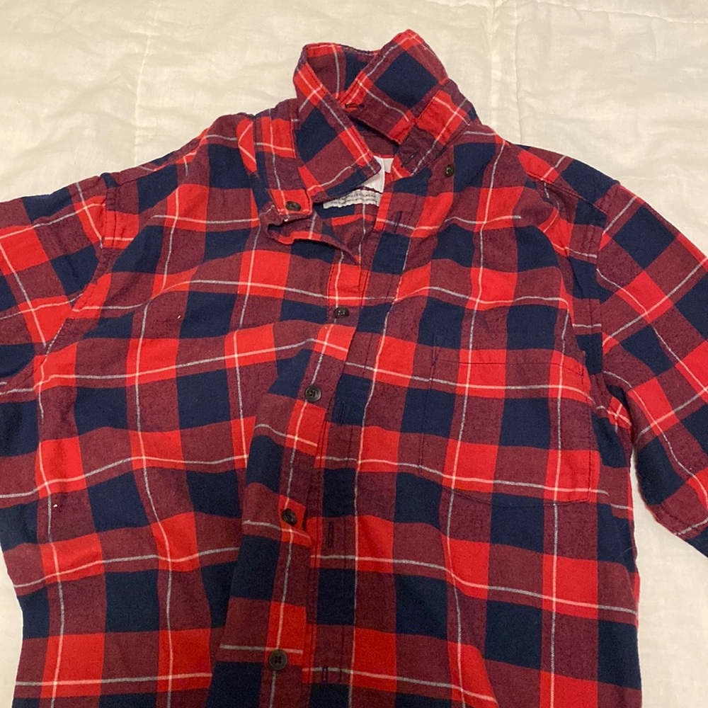 red and blue checkered flannel